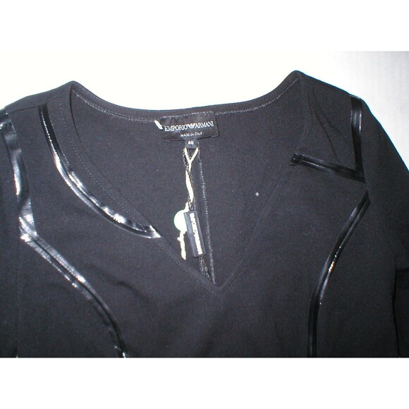 New Womens NWT $1200 Designer Emporio Armani Dress Black IT 40 4 Piping Sheath - Picture 9 of 12